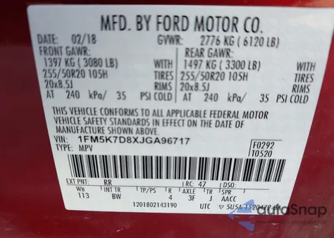 2018 Ford Explorer Xlt z USA, uszkodzony, nr VIN 1FM5K7D8XJGA96717